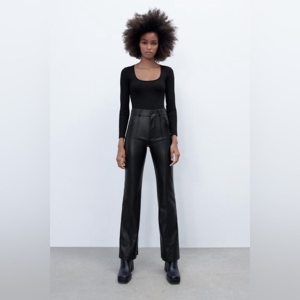 NWT Zara Faux Leather Pants with Zippers on Legs Size M